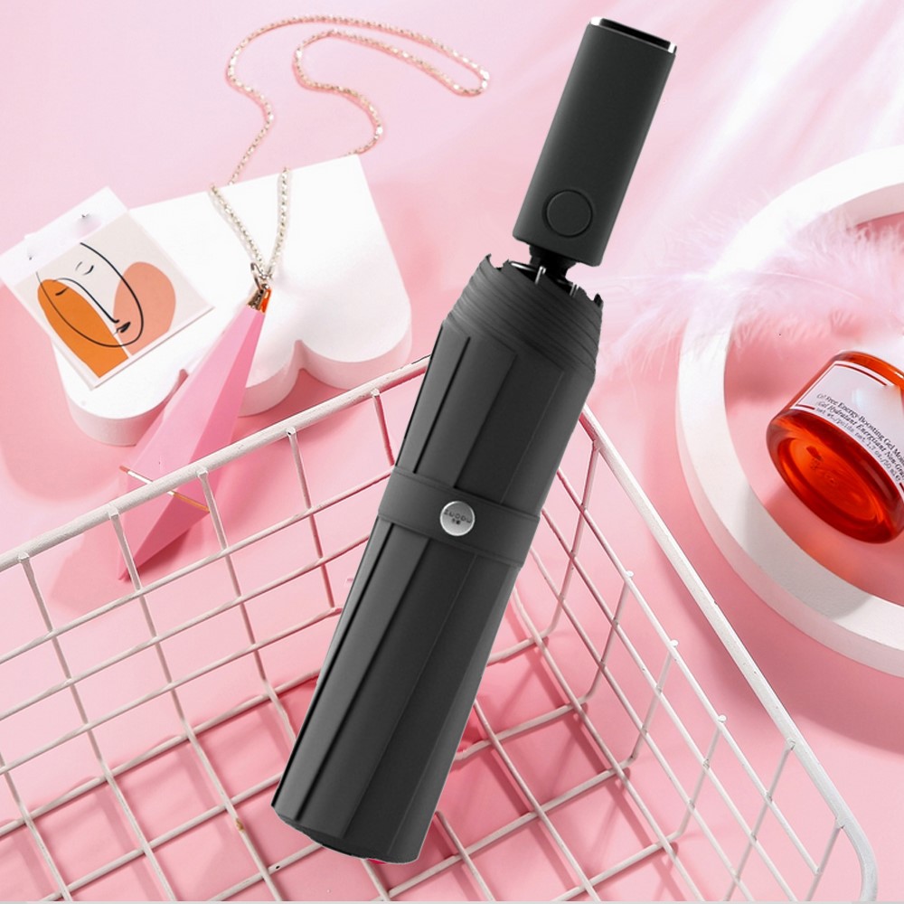 Nuovo per Xiaomi ombrello pieghevole automatico con luce a Led ombrelli da pioggia grandi antivento ombrellone da esterno portatile per uomo donna: Black