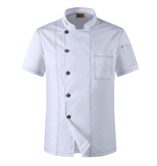 Unisex kokk klær menn single breasted kjøkken kokk uniform kortermet restaurant bakeri servitør topper skjorte: Hvit topp / M