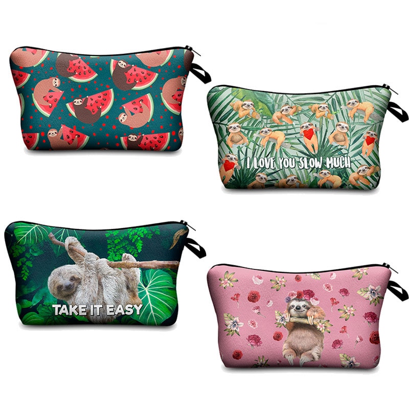Sac de maquillage femmes sac cosmétique avec motif multicolore lama 3D impression neceser trousse de toilette voyage maquillage sac organisateur