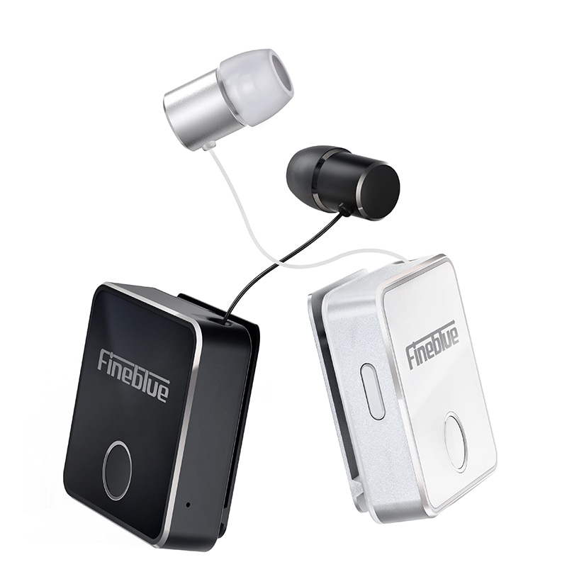 Fineblue f1 bluetooth 5.0 fone de ouvido clip-on cabo retrátil fone de ouvido música sem fio fones de ouvido vibração alerta mãos livres com microfone