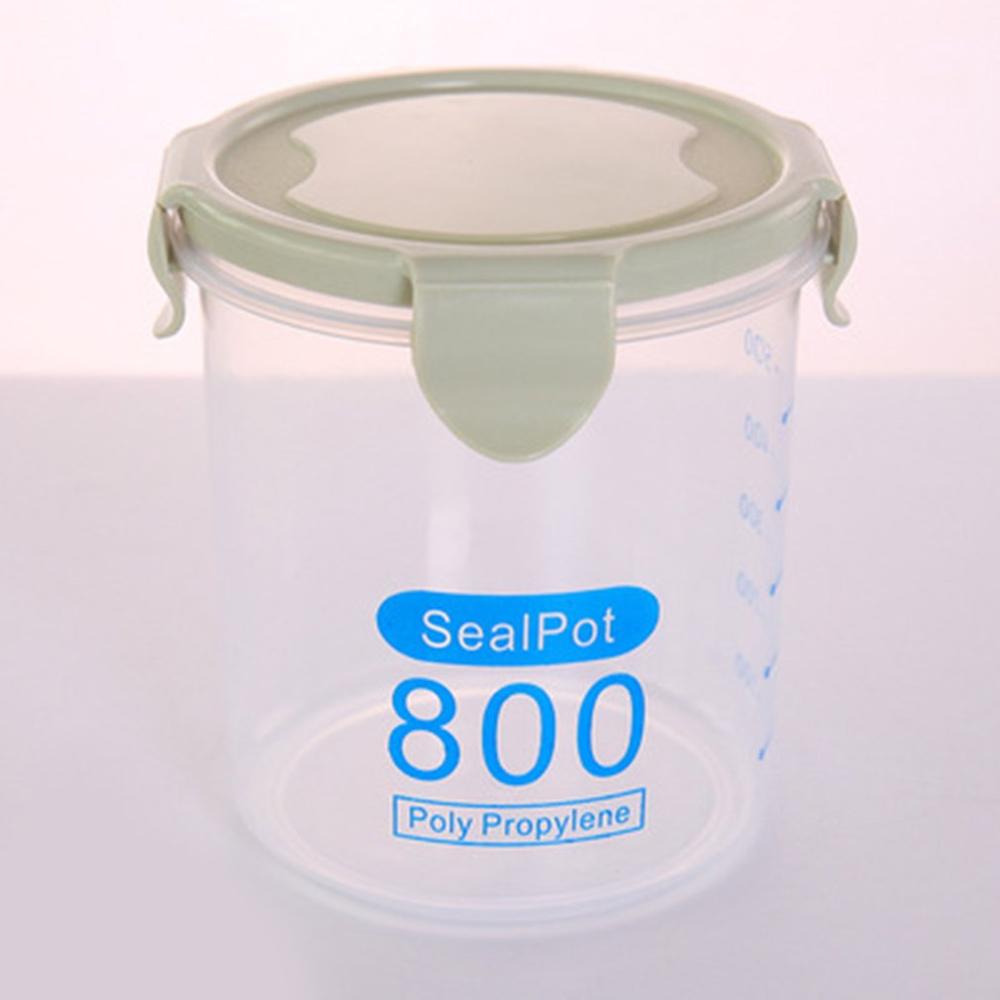 Lata sellada redonda transparente, jarra de vidrio, lata sellada, s, botella para almacenamiento de alimentos: M-Green