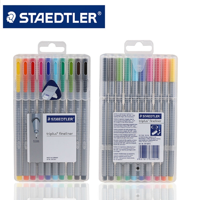 Staedtler 334SB Triplus Fineliner 0.3 mm 10 Colors Set Drawing Pen Graphics Writing Supplies