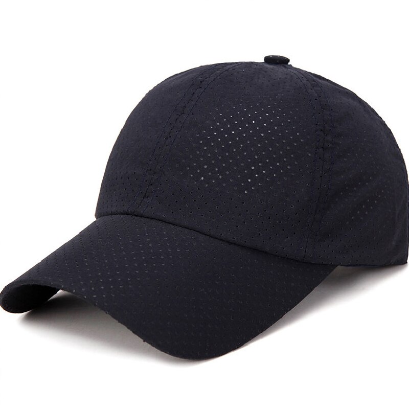 Vuxen unisex solhatt en storlek casual fast justerbar utomhusbomull enkel snabbtorkande hattar som andas, monterad keps baseballkeps: Marinblå