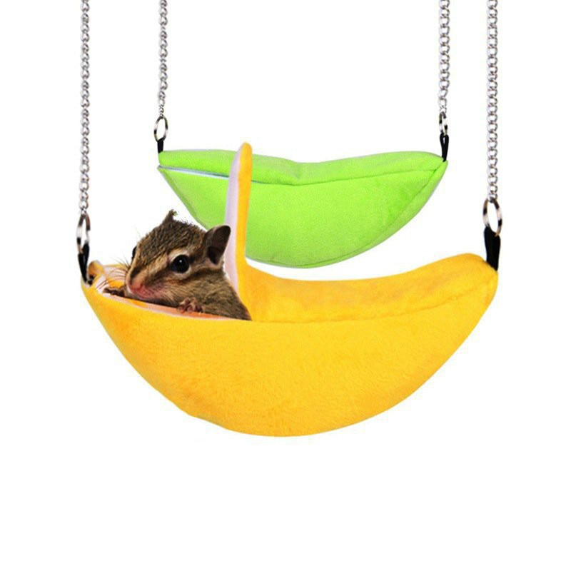 Nido de algodón para hámster con forma de plátano, casa, litera, juguetes, jaula para planeador de azúcar, hámster, Animal PEQUEÑO, suministros para mascotas