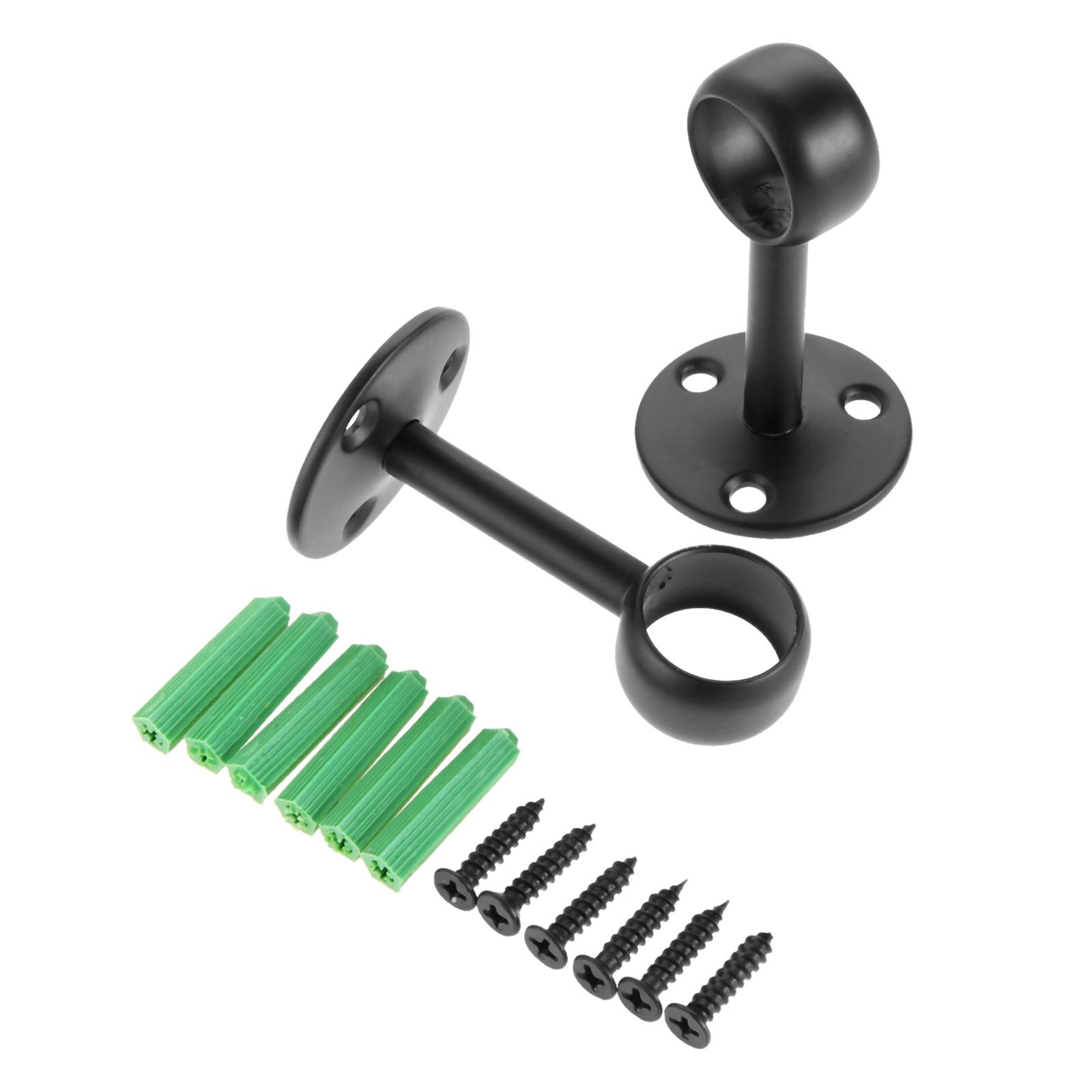 2Pcs Flange Rod Holders Curtain Rod Ceiling-Mount Bracket Stainless Steel Flange Rod Holder Closet Pole End Supports Socket: silver