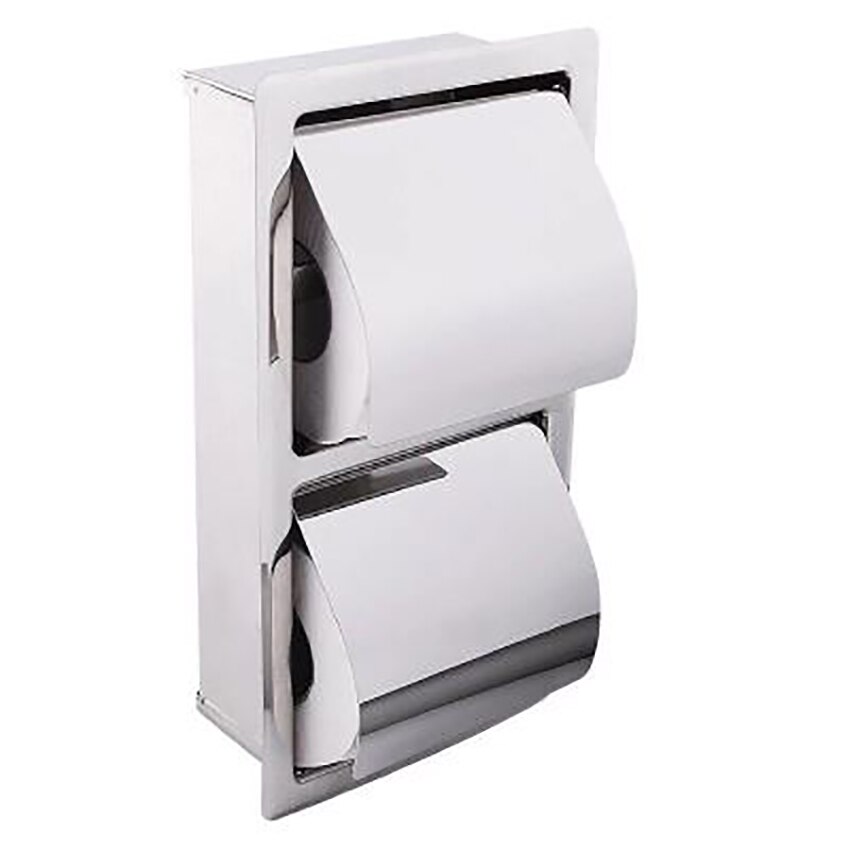 Single/Double Stainless Steel Toilet Paper Box Home Hotel Bathroom Wall-mounted Concealed Roll Paper Holder Rack Tissue box