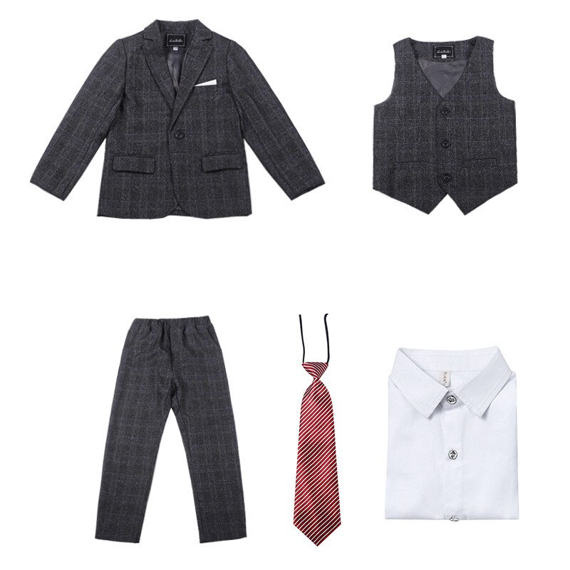 Chłopcy rano płaszcz garnitury w kratę dzieci formalne stroje ubrania zestawy dziecko smokingi panowie wesele stroje maluch marynarka spodnie