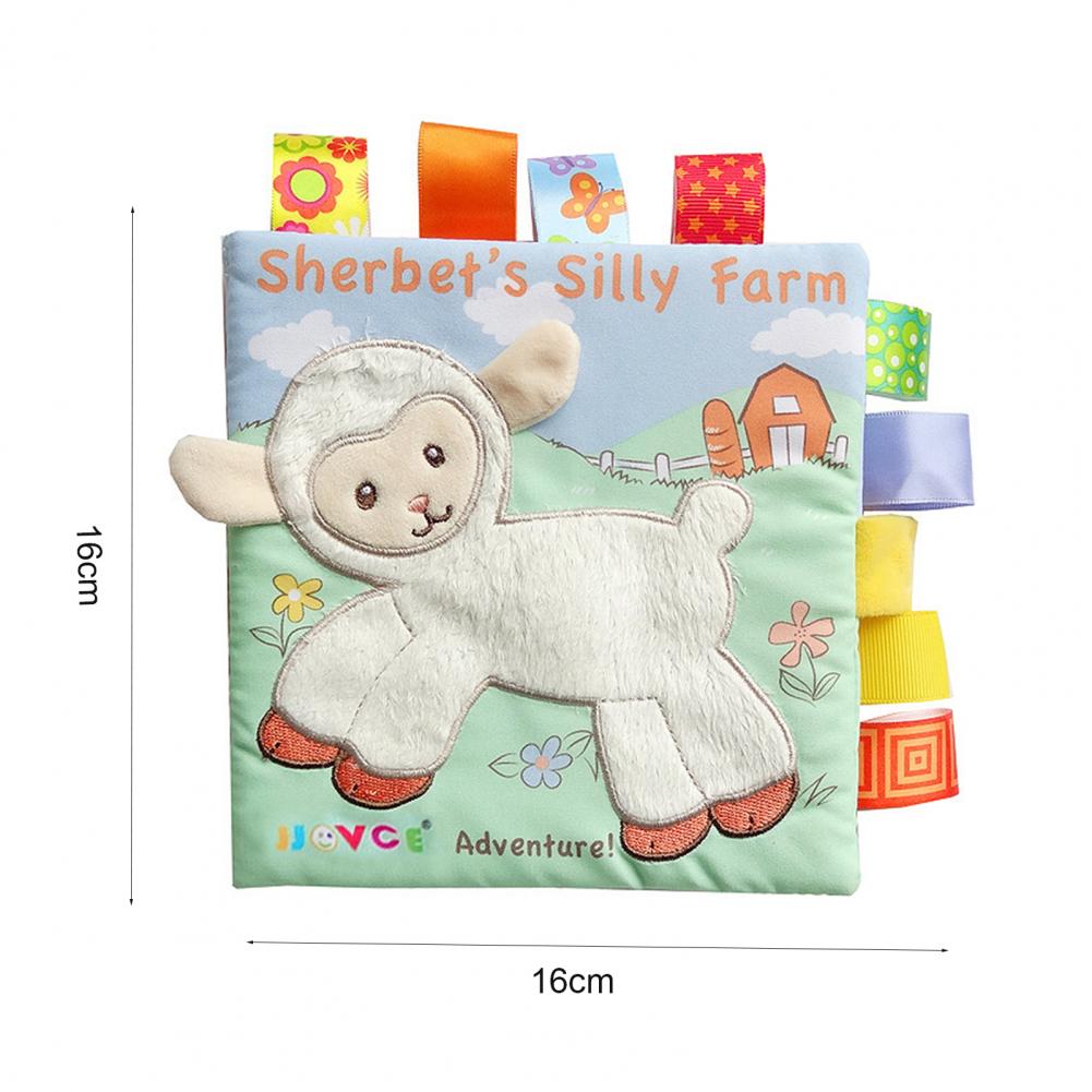 Stoffbuch für babys, cartoon-tierbücher, bissfestes materialbuch, intelligenzentwicklung, frühes lernspielzeug, vorlesen