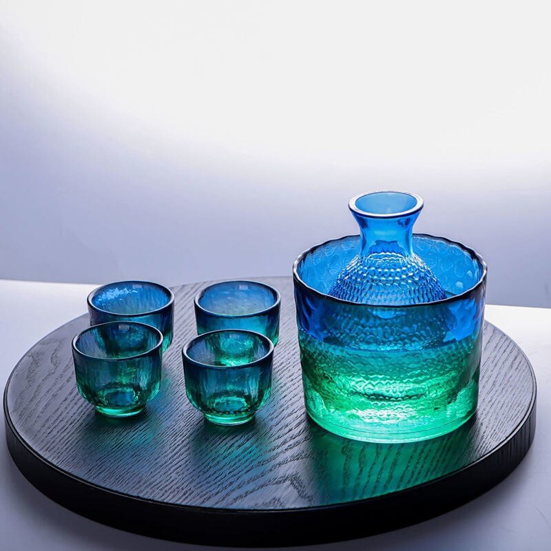 Kreative matt Fingerabdruck Sake Flasche Wein Glas einstellen, japanischen stil Hand-gemalt Pflaume Blüte Willen Glas Einschließlich Wein Warme