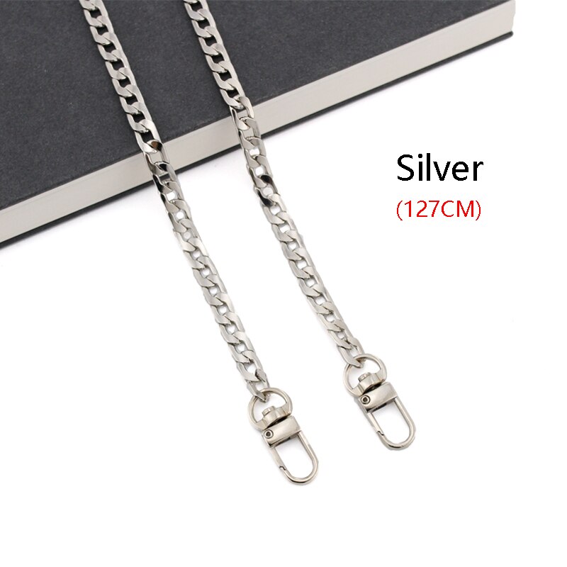 Bamader Platte Ijzeren Ketting Metalen Tas Riem Schouderriem Keten Tas Accessoires Met Messenger Handtas Diy Handvat: Silver 127CM