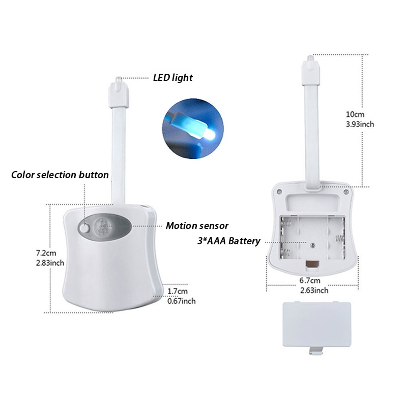 Toilet natlampe natlampe sensor 8 farve led batteri bevægelsespærer & belysning akut tør atmosfære kort aaa
