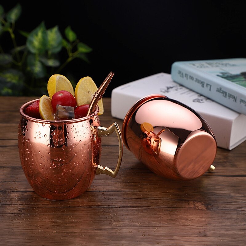 Rvs 304 Koper Plated Bier Mok Cocktail Glas Sap Beker Wijn Glas Koffie Bar Tool Rose Gold