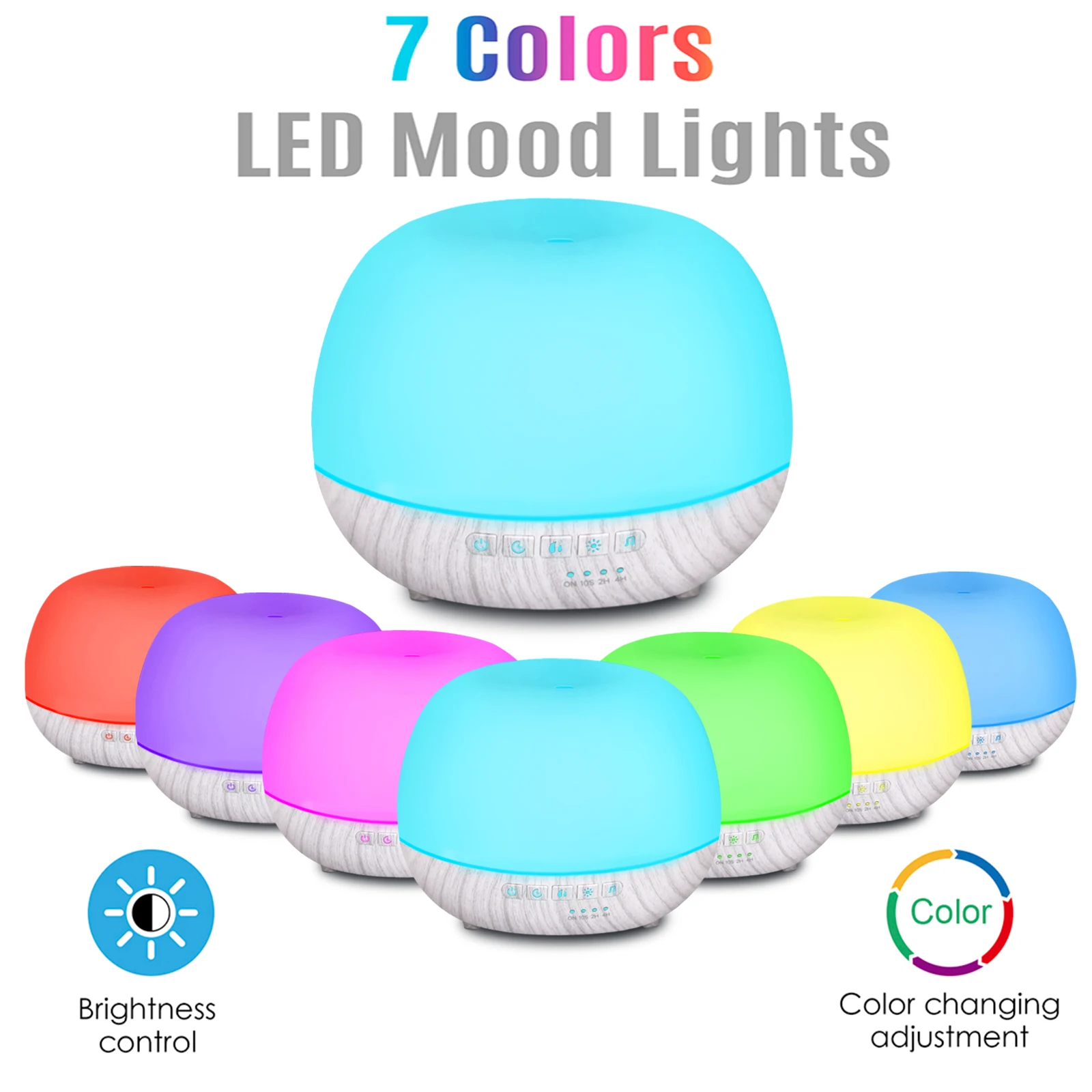 Humidificateur d'air intelligent de diffuseur d'huile essentielle d'aromathérapie de WiFi 500ml, connecte à Tuya, Alexa et Google Home avec 7 couleurs de LED
