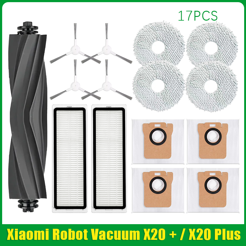 Para Xiaomi Robot aspirador X20 + / X20 Plus bolsa de polvo paño de mopa accesorios Cepillo Lateral principal piezas de repuesto de filtro Hepa: Rosa
