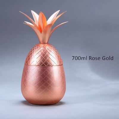 Verre à Cocktail en métal et cuivre, ananas, tasse de Mule de moscou, verre à vin, décorations de maison, accessoires de Bar, utilisation au Restaurant: 700ml rose gold