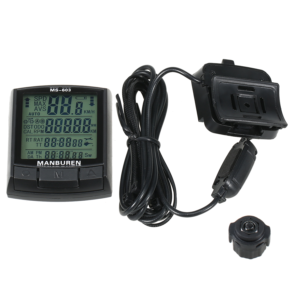 BOGEER-ordenador para bicicleta, a prueba de agua, inalámbrico y con cable, odómetro, cronómetro, velocímetro, LED, Digital: Wired MS-603