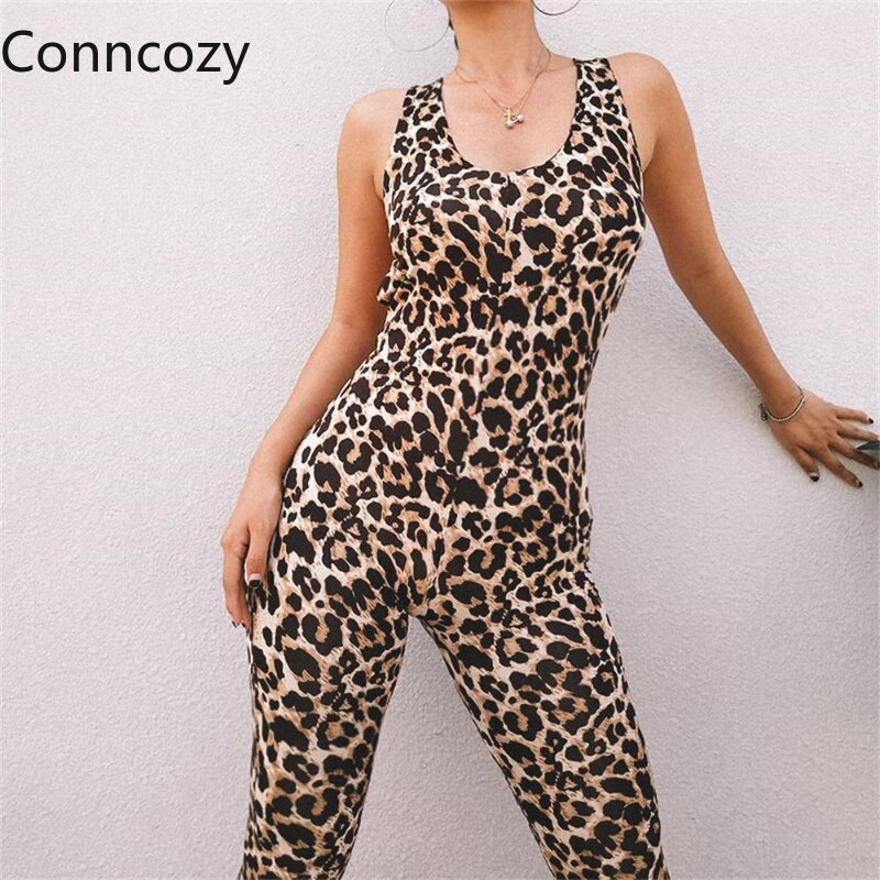 Workout Kleding Vrouwen Kleding Vrouwen Kleding Trend Luipaard Print Sport Fitness Hollow Jumpsuit Vrouwen Trainingspak