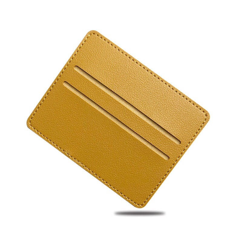 Ultradunne Pu Lederen Mini Portemonnee Slanke Bank Credit Kaarthouder Mannen Business Kleine Id Case Voor Vrouwen portemonnee 2 Slots Kaarthouder: YELLOW