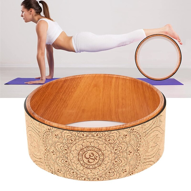 -Yoga Wiel Achterwiel Yoga Roller Kurk Yoga Wiel Voor Stretching Flexibiliteit Terug Bochten Verdiepen Yoga Pose Backbend hout