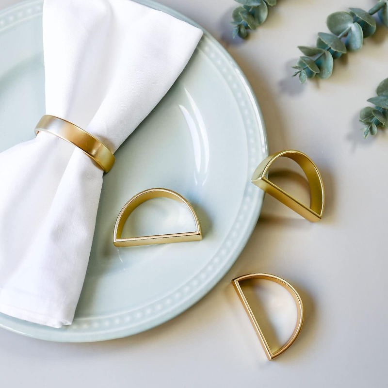 Sales】Cuff Brushed Gold Napkin Rings Holder Wedding Banquet Metallic Adornment Table Settings Glossy Serviette Buckles