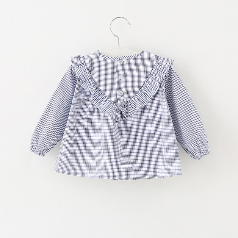 Ropa para Niñas , camisas de manga larga para niñas, blusa a cuadros de algodón, camisetas de princesa para niñas pequeñas, Tops casuales para niños pequeños