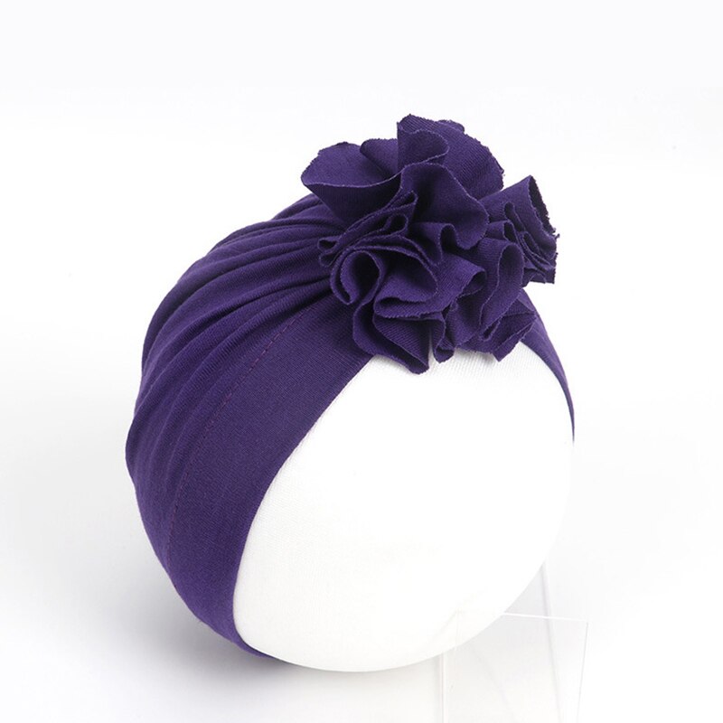 16 farver baby pandebånd turban blomster piges hår tilbehør til børn blød turban hårbånd pandebånd børn hovedbeklædning: Mørke lilla