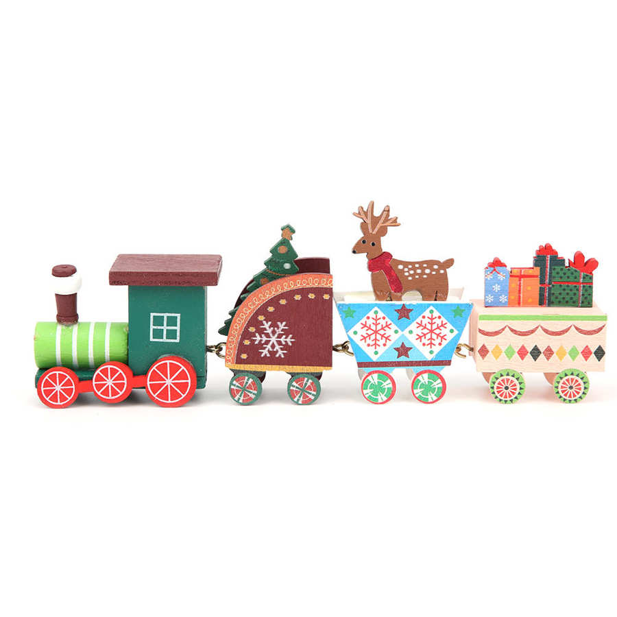 Decorazione Di buon Natale di Legno Santa Treni Giocattolo Dei Bambini Del Fumetto Del Regalo Di Natale In Legno Treno di Natale Vetrina Decorazione: Multicolore