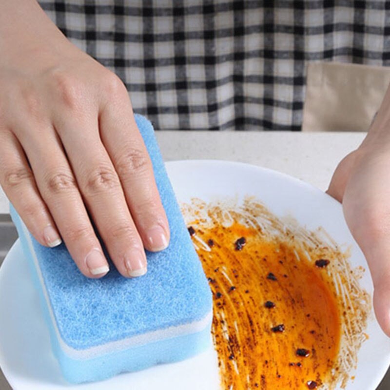5Pcs/Set Thick Sponge Strong Decontamination Dish Washing Cloth Kitchen Cleaner Sponges Scouring Pads Kitchen Gadget