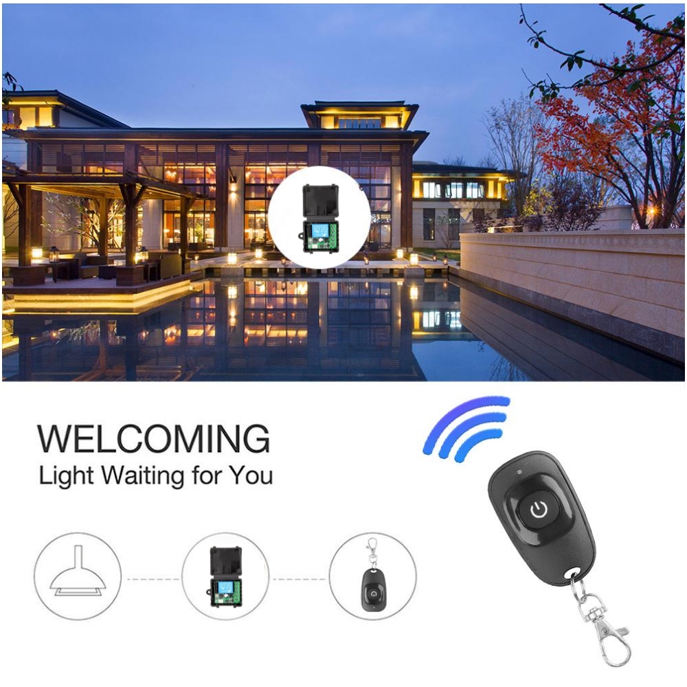 433MHz DC 12V 1CH Relay Module Receiver EV1527 Wireless Remote Control Switch for Garage Gate Motor Light Lamp DIY