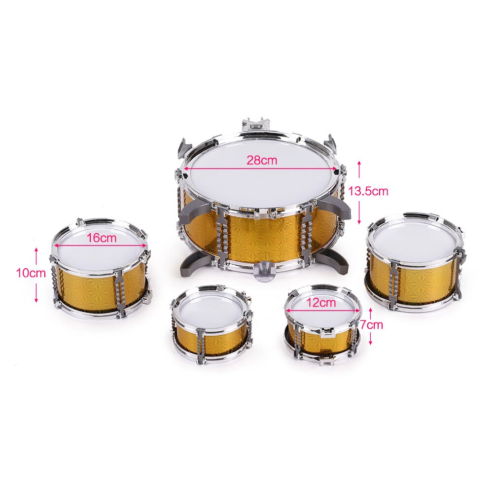 Enfants enfants tambour ensemble Instrument de musique jouet 5 tambours avec petite cymbale tabouret bâtons de tambour pour garçons filles