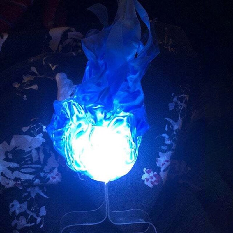 Simulation Floating Fireball Lamp Artificial Fire Flame With Clear Wearable Stand Halloween Decor Props C1: Blue
