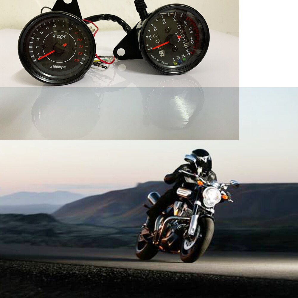 Motorcycle Odometer Black Shell With Bracket Modified Speed LED Electronic Tachometer Retro Table