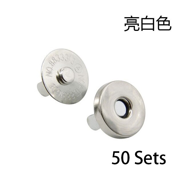 50 unids/lote bolsos prácticos magnético botones de Metal cierres a presión artesanía de botones de imán DIY accesorios 14/18mm: Silver / 18mm