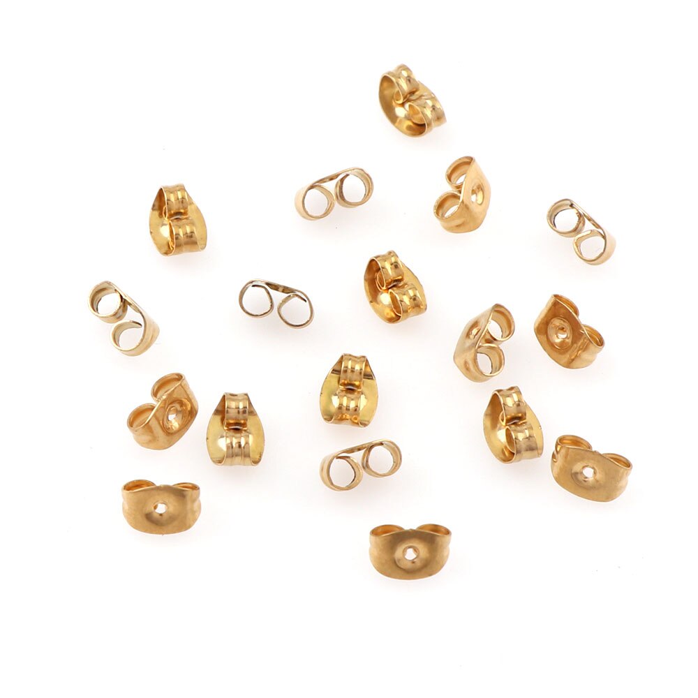 100 st 4x6mm Gold Sliver Kleur Tone Rvs Ear Moer Koppeling Earring Stoppers Post Stud oorbellen backs DIY Sieraden Bevindingen: gold color