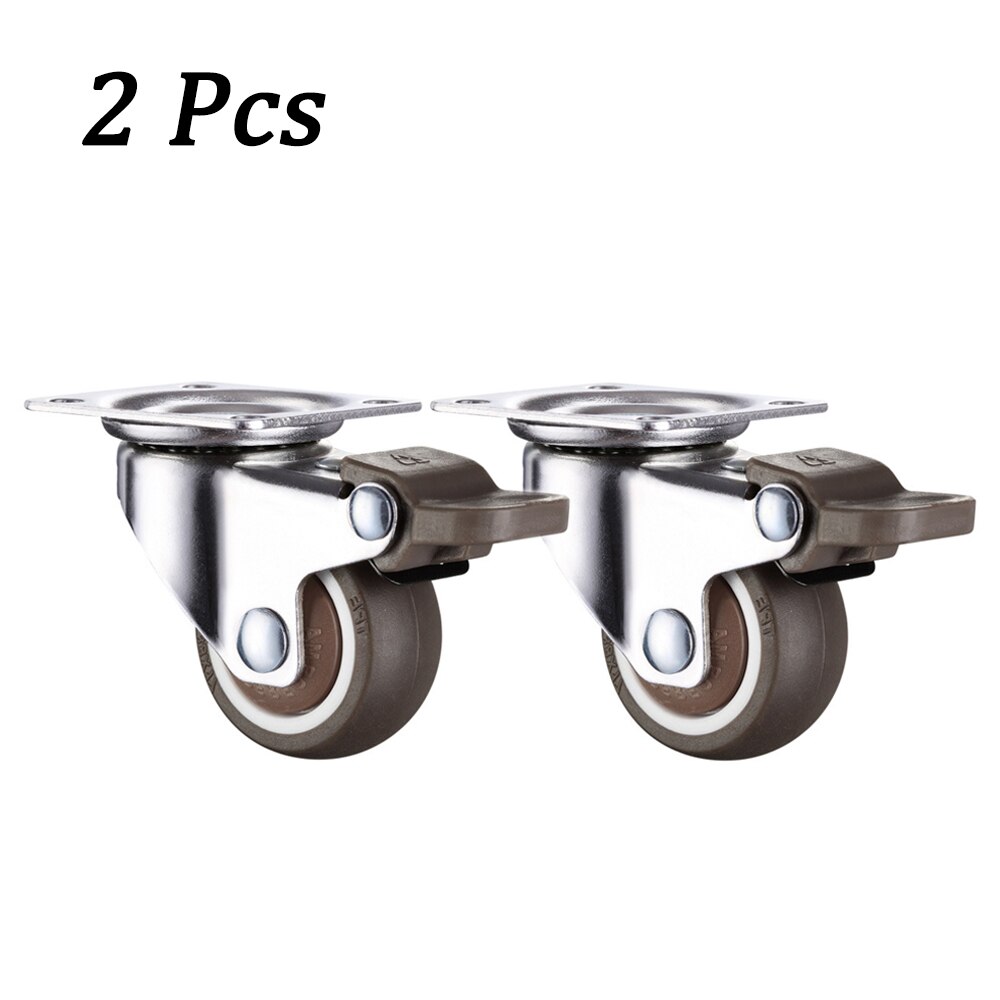 1/4 Pack 360 Degree Swivel Caster Wheels Heavy Duty Caster With Top Plate TPE Rubber Caster For Furniture Carts Warehouse Shelf: 2 Inch / 1 Pcs witn brake