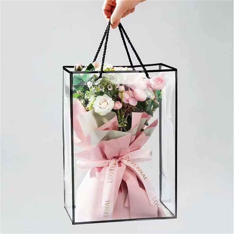 Sac à main fourre-tout Transparent pour fleuriste, emballage de Bouquet de fleurs, sac d&#39;emballage en PVC,