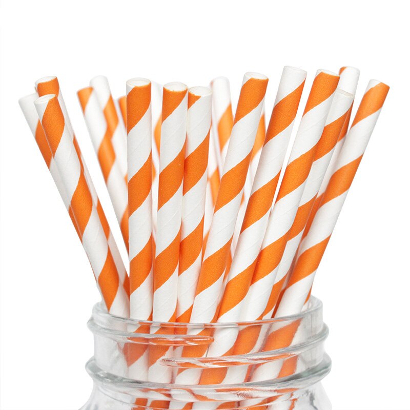 Turdos biologiskt nedbrytbara papperssugrör bulk guldfärgade , 25-- pack engångssugrör för födelsedag bröllop baby shower festtillbehör: Orange