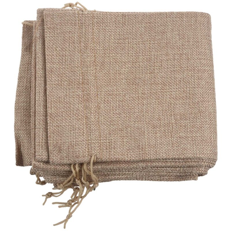 50Pcs Jute Wine Bags, 14 X 6 1/4 Inches Hessian Wine Bottle Bags With Drawstring