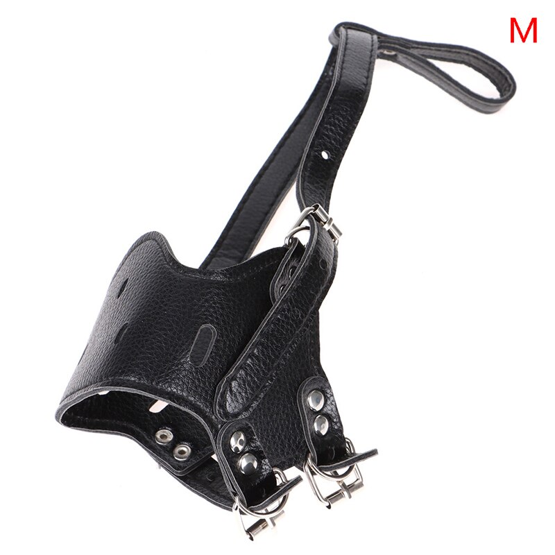 Perro bozal ajustable transpirable Mascarilla Anti ladrar morder masticar seguridad para pequeños perros grandes boca suave bozales de formación de cuero de la PU
