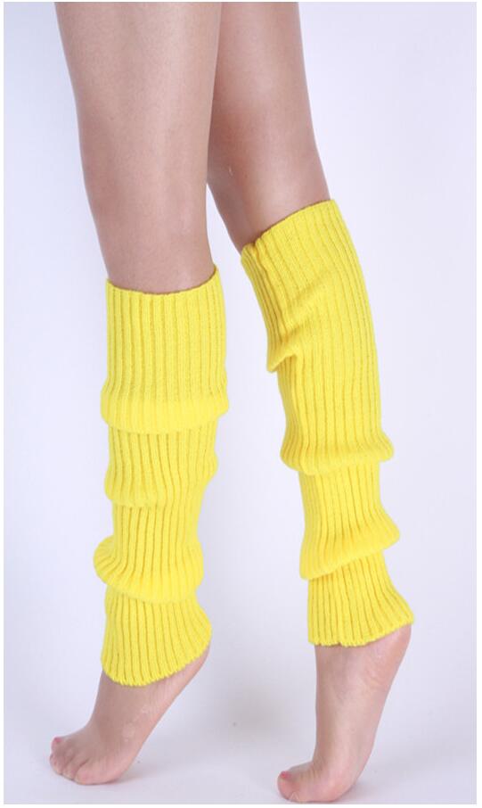 Kvinder benvarmere solide benvarmere slik farvehæklet strikket lange benvarmere knæhøje varme støvlesokker kvinder: Gul