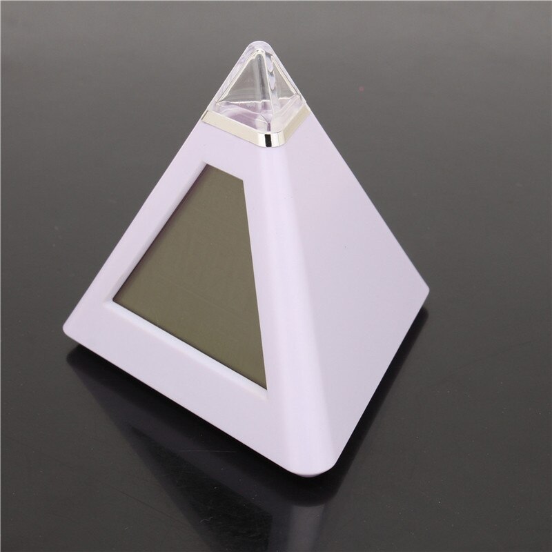 Multi Color LED Color Changing Digital Pyramid Mood Alarm Clock Thermometer Electronic Table Desktop Clocks