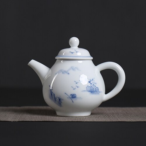 White porcelain teapot glaze color hand-painted single pot home ceramic teapot Kung Fu tea ceremony tea maker lo927539: A