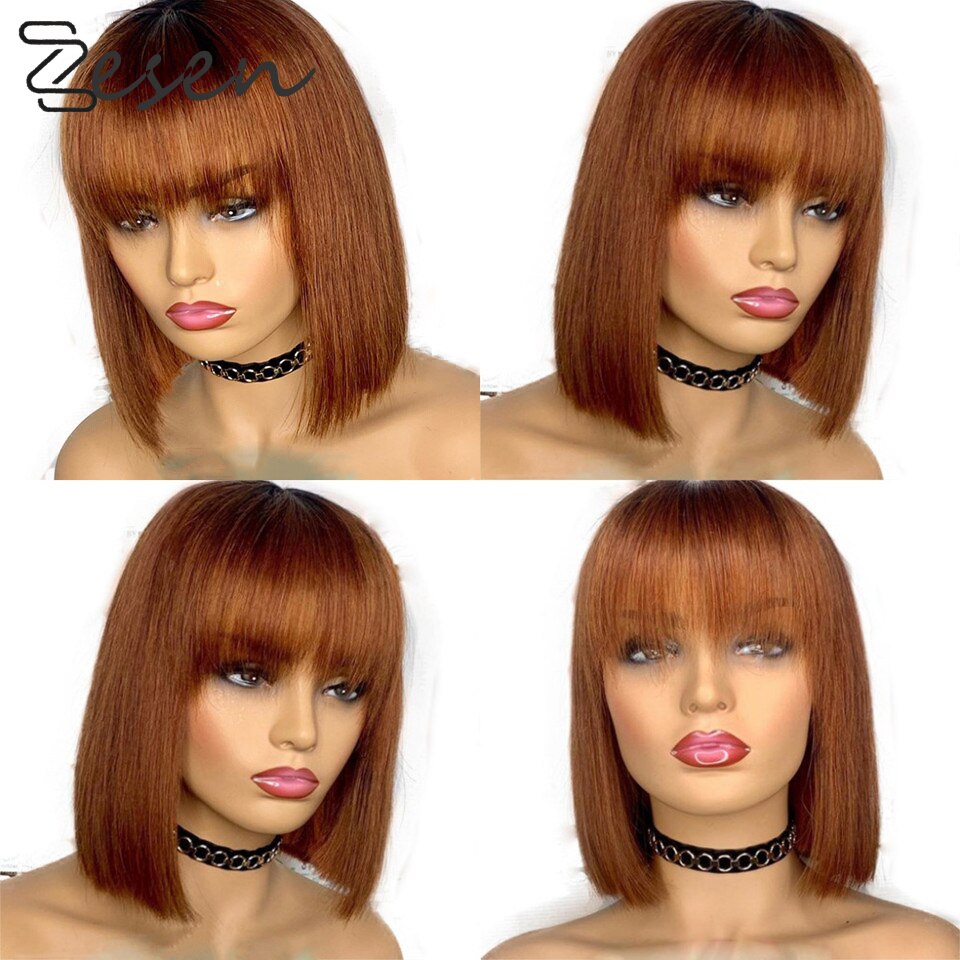 Zesen Kurze Haare Bob Gerade Perücke Synthetische 13*4 Spitze Vorne Perücke afrikanisch amerikanisch Perücken für Schwarze Frauen Hohe temperatur Faser