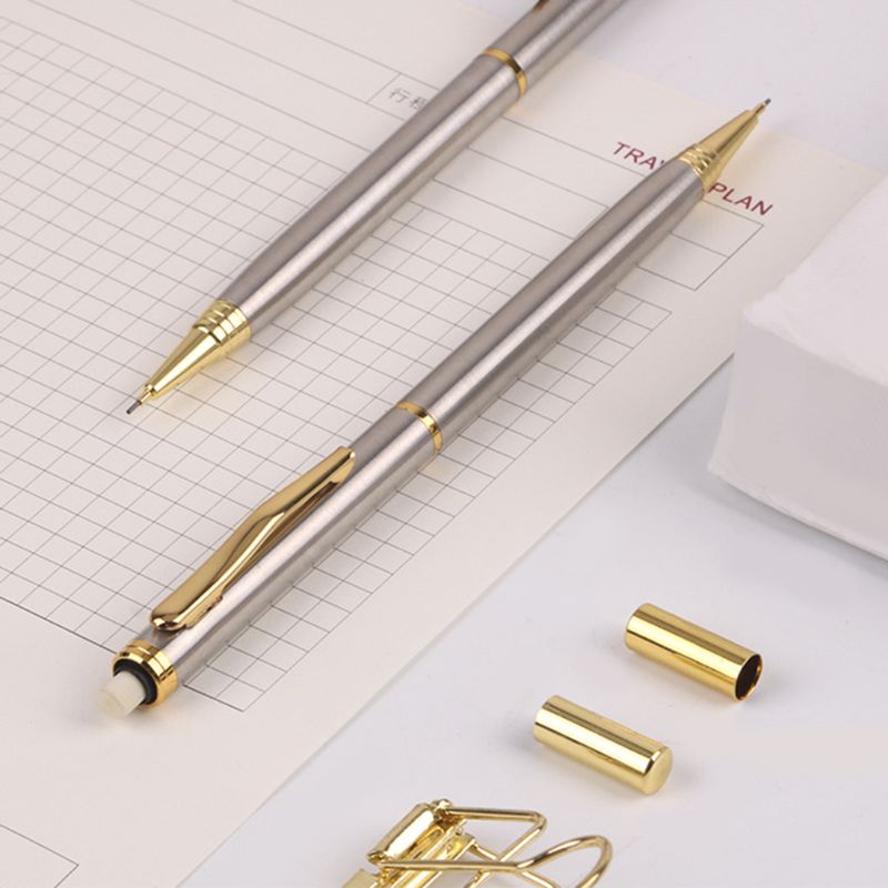 0.5mm Commercial Metal Ballpoint Pen Mechanical Pencil Automatic Pens Writing Drawing School Supplies Stationery