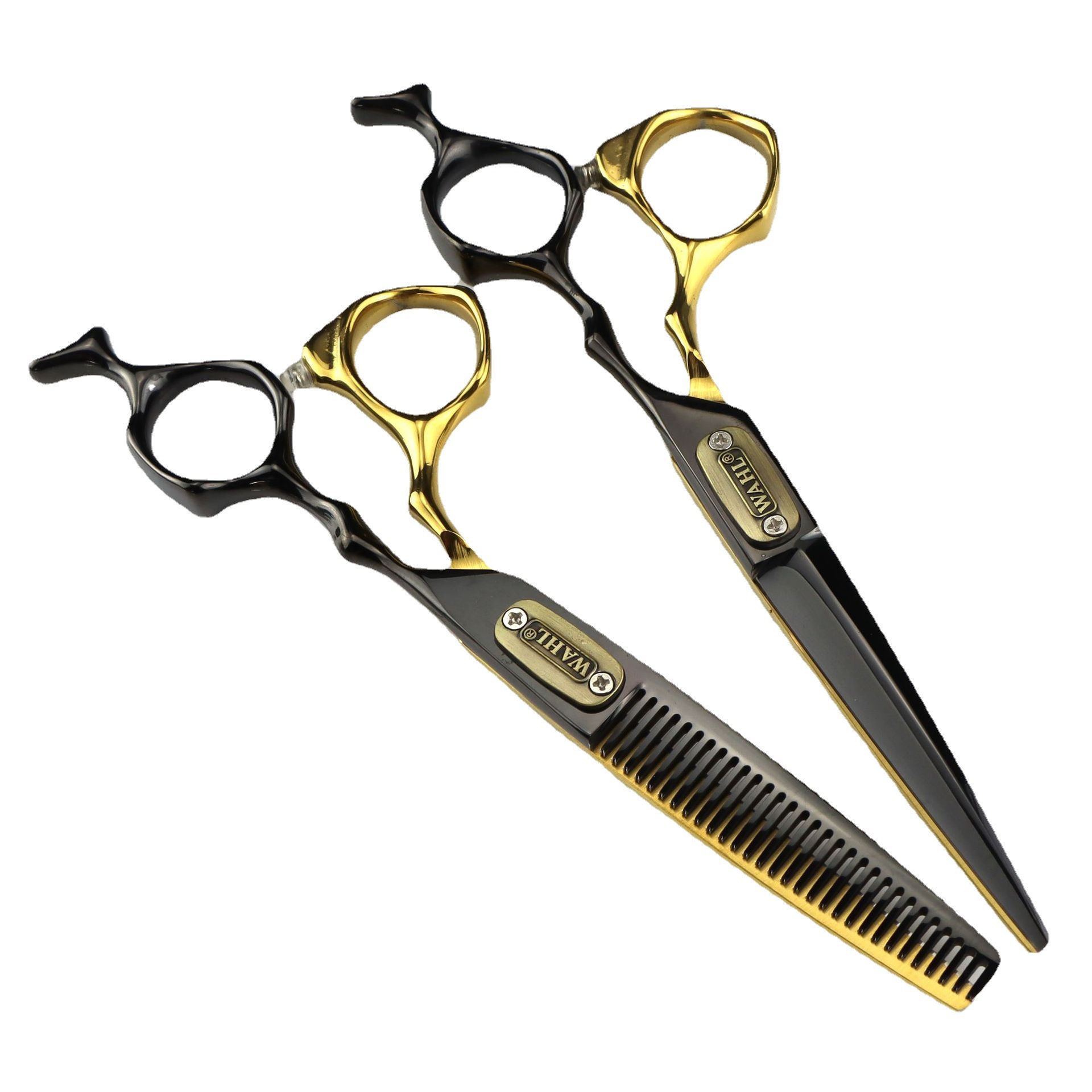 Japan 440c Steel 6 Inch Bull Head Hair Cutting Scissors Haircut Thinning Barber Cut Shears Hairdressing Scissors: Blue