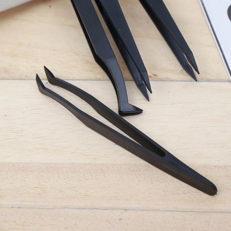 Beauty Anti-Statische Pincet Zwart Gebogen Rechte Pincet Esd Plastic Pincet Pcb Repair Hand Tool