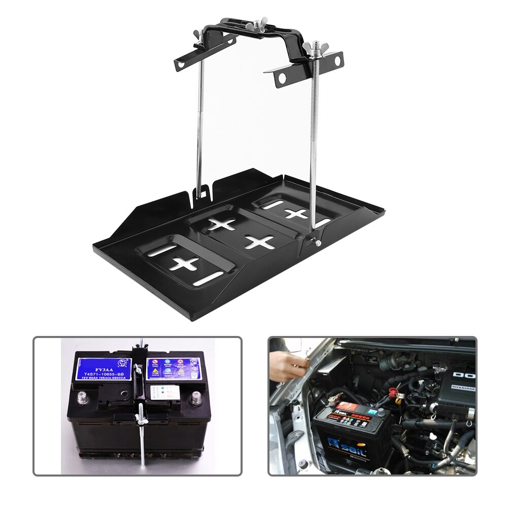 Universele Fit Auto Batterij Lade Met Hold Down Klemmen Verstelbare Metalen Batterij Opslag Houder Beugel Kit