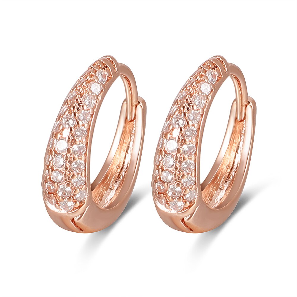 Classic Rose Gold Hoop Earring Voor Vrouwen Exquisite Hollow Craved Patroon Kristal Oorbel Mode Bruiloft Sieraden Voor Vrouwelijke: Earring Crystal