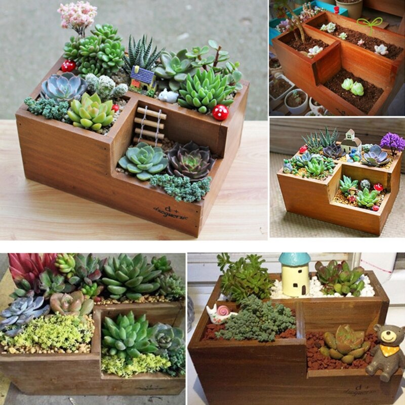 Wooden Garden Herb Planter Window Box Trough Pot Succulent Flower Plant Bed