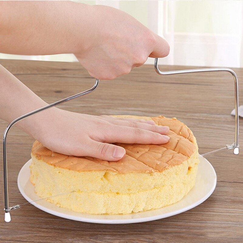 Rebanadora de pastel de acero inoxidable, nivelador de alambre ajustable para pan, Pizza, cortador de pasteles, utensilios de cocina, accesorios para hornear, 1 ud.